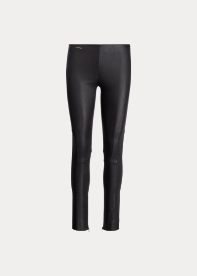 Pantalones Polo Ralph Lauren Mujer Negros - Leather Skinny - FJVWA4023